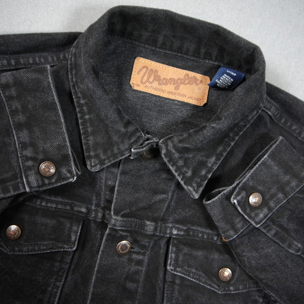 Wrangler Black Denim Trucker Jean Work Moto Men Jacket S Type 3 Western Rodeo